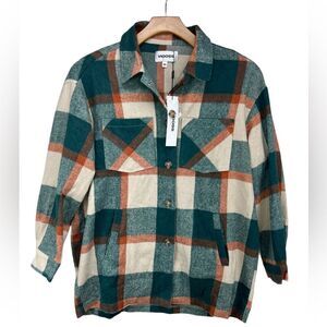 Vigoss Oversized Plaid Button Down Shacket Women’s XS NWT